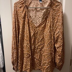 Old Navy Brown and White Floral Blouse